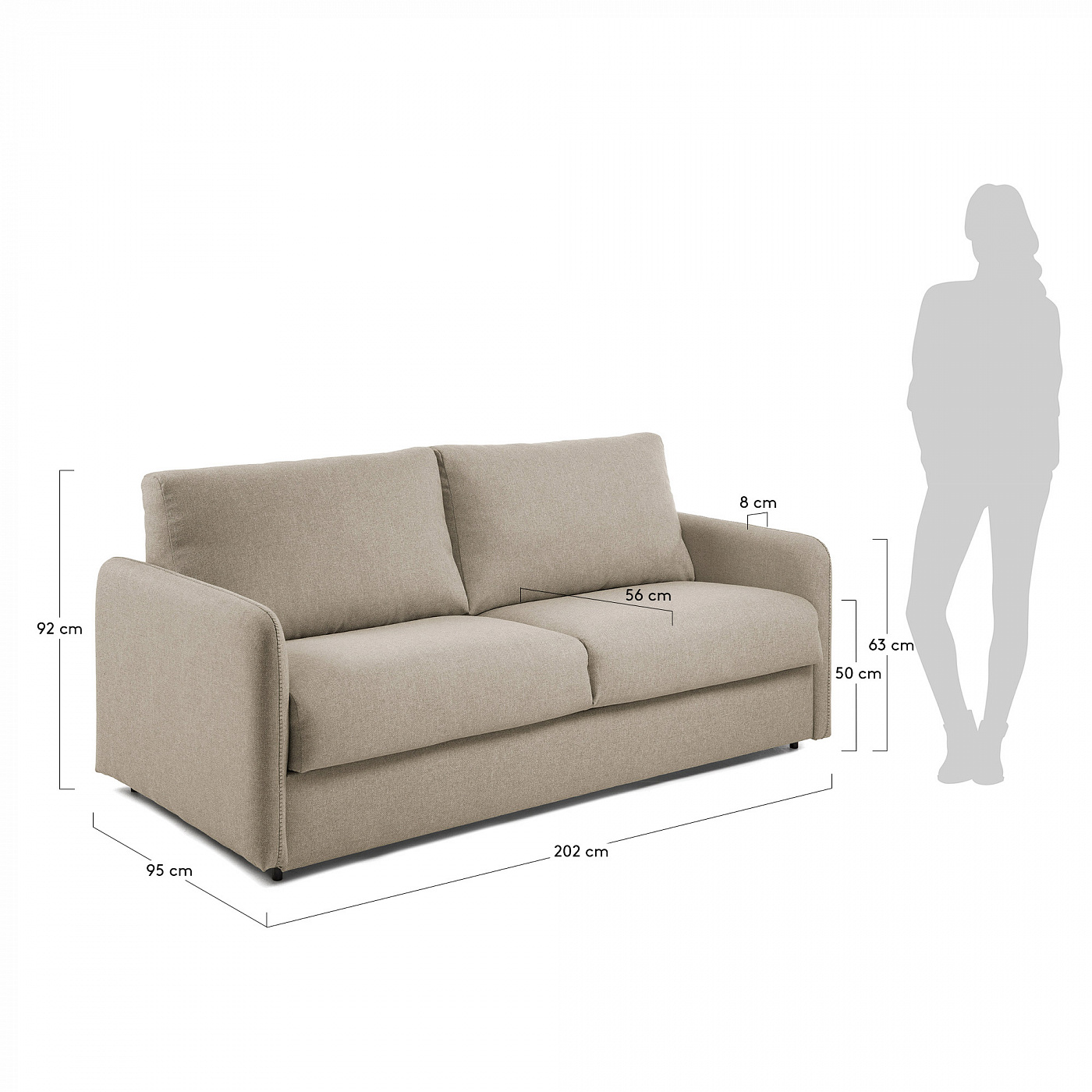 055699 Диван-кровать Komoon 160 полиуретановый бежевый La Forma Kymoon  - Вид №4