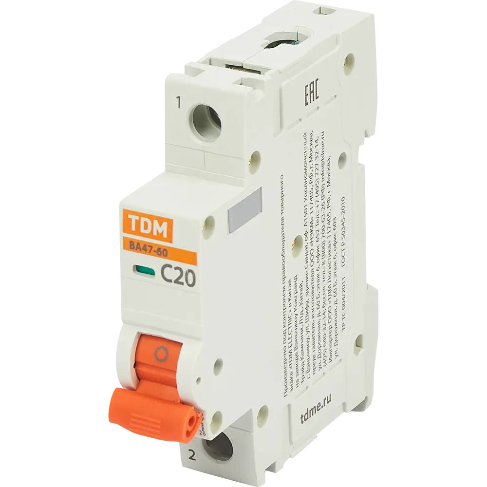 84399502 Автоматический выключатель TDM Electric ВА47-60 1P C20 А 6 кА SQ0223-0078 STLM-0049275 