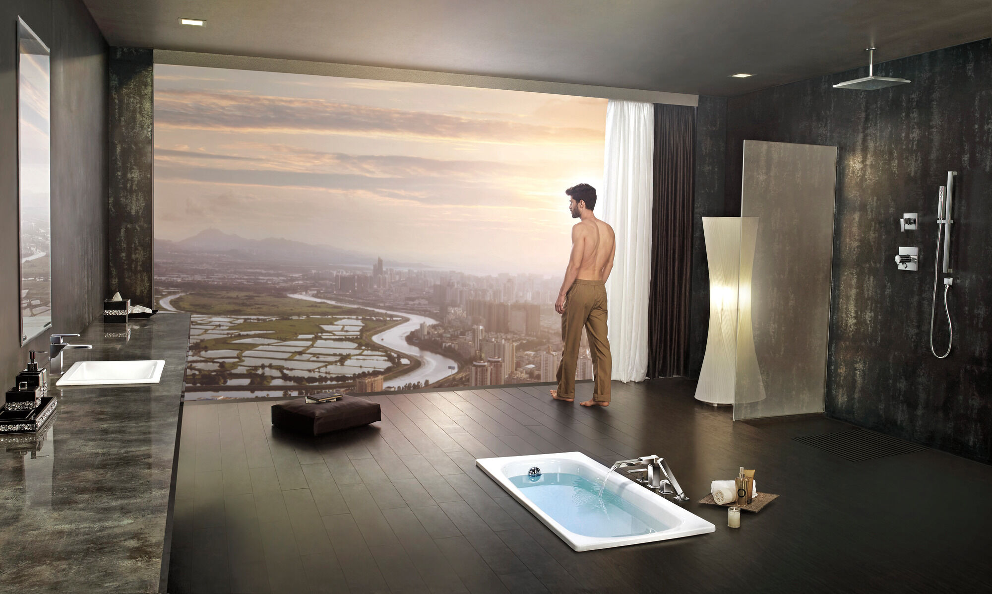 Канальная римская ванна с ручным душем Delta Faucet Ara T4768-SS - Вид №2