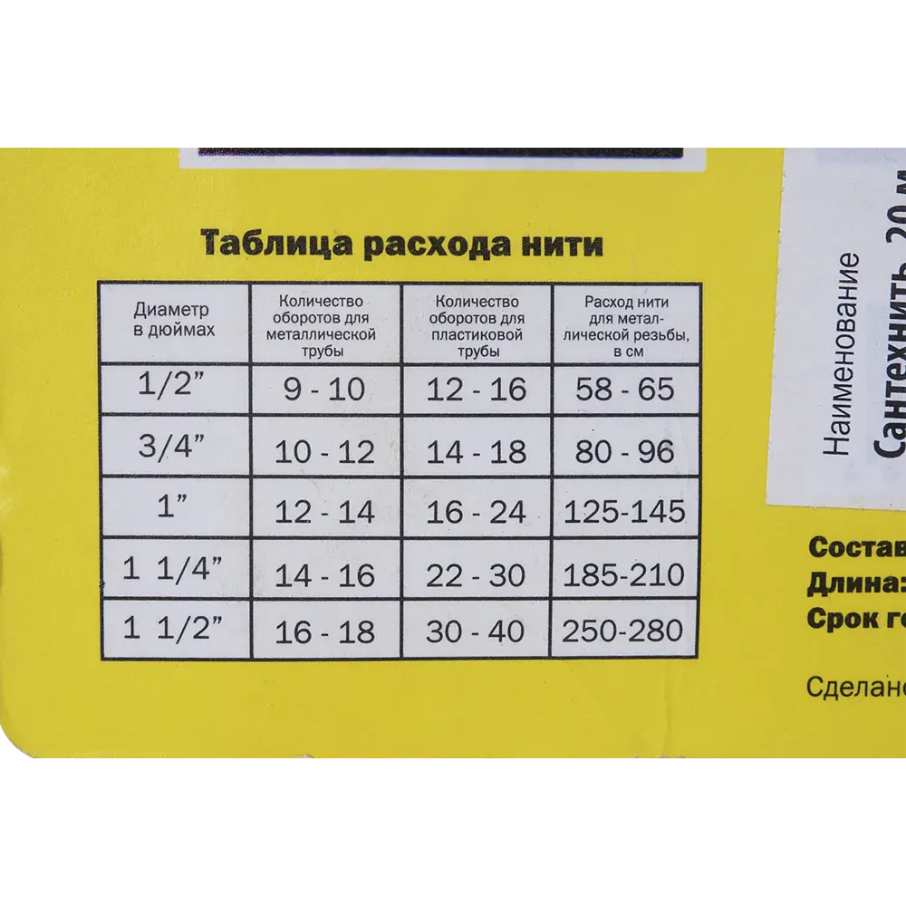 Нить для герметизации резьбы Сантехнить 20 м 13134307 STLM-2151160 Santreyd  - Вид №2