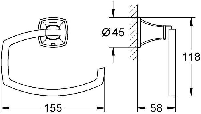 Держатель для туалетной бумаги GROHE Grandera без крышки, хром (40625000) - Вид №1