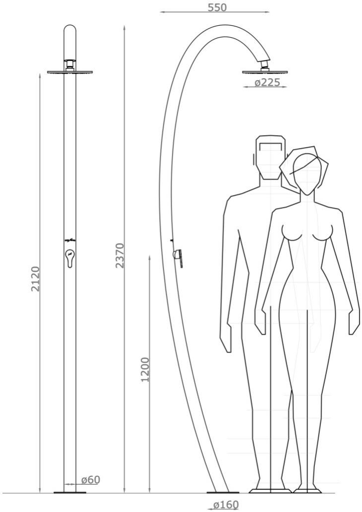 Inoxstyle Открытый душ из нержавеющей стали с душевой лейкой sun-id-1371103 - Вид №8