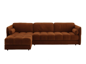 Бархатный диван с полуостровом