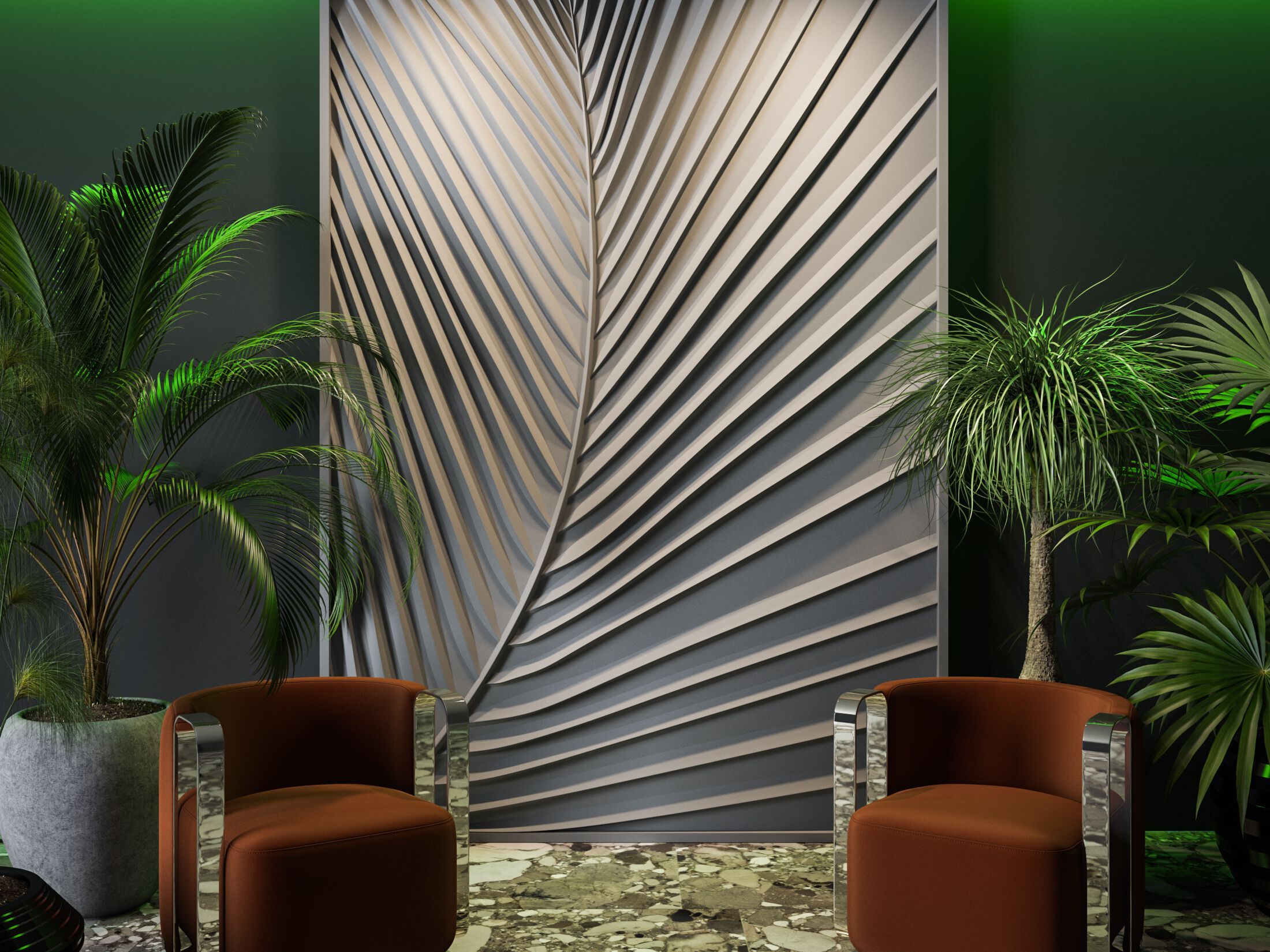 Трехмерная декоративная гипсовая панель WallDeco LEAF ARCH-00072138