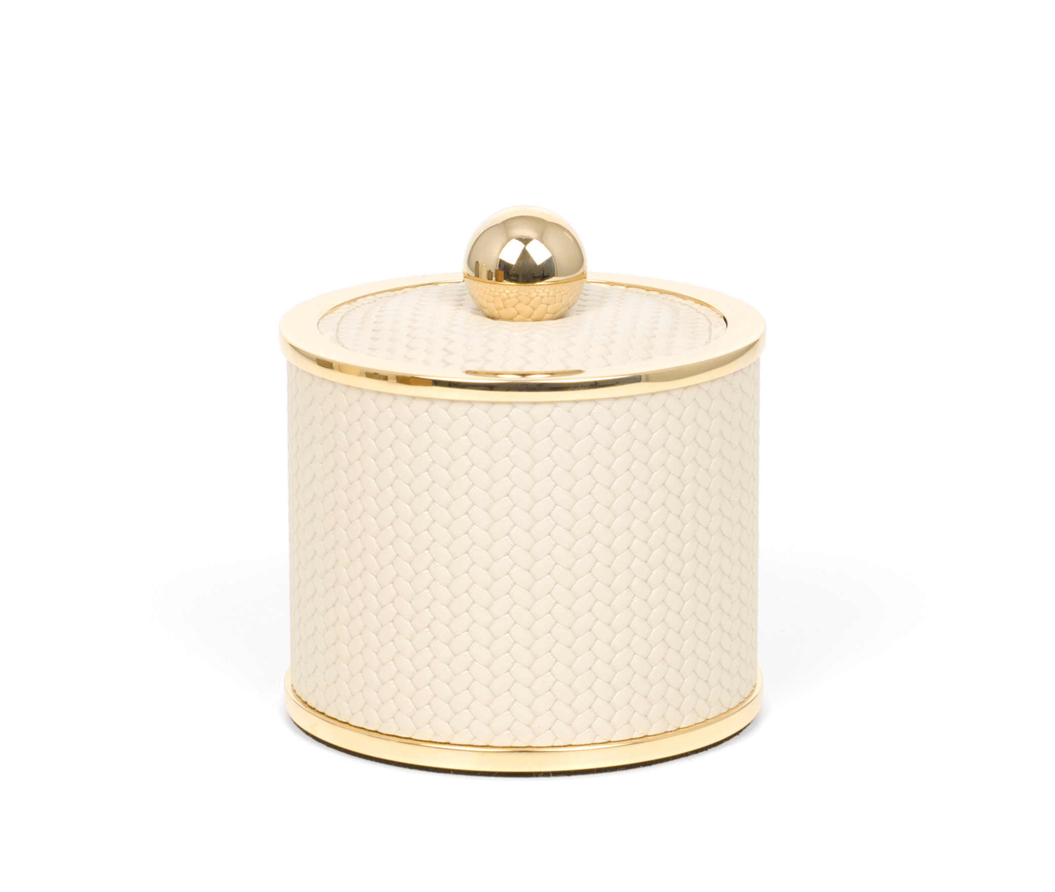 Держатель для ватных дисков Olimpia круглый - Ø 10,7XH11 см / металл-хром / тканая кожа_кофе Pinetti 00.1627.061.015 - Вид №1