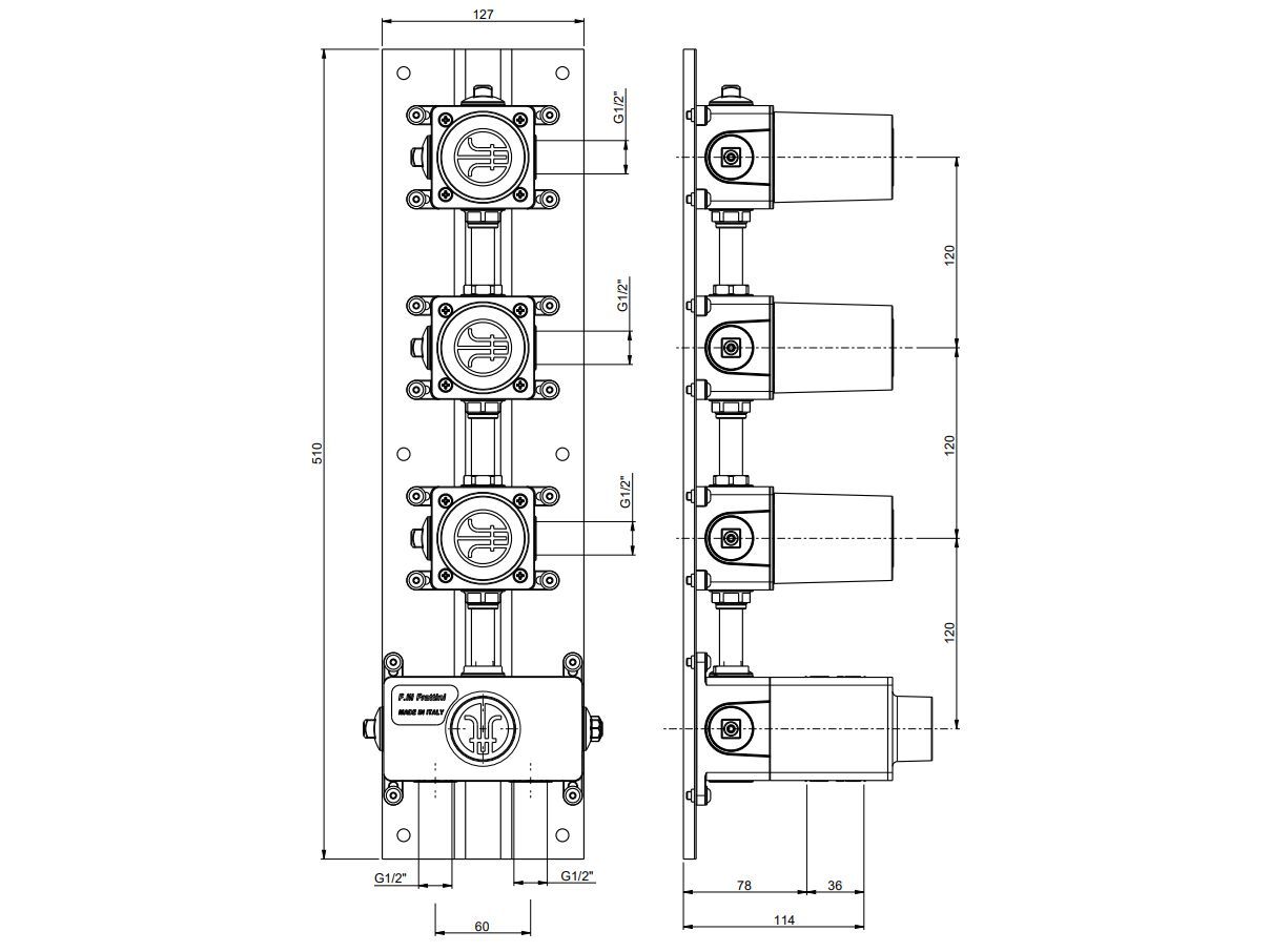 Встраиваемый корпус термостатического смесителя Rubinetterie Frattini 98760V3 ARCH-00049789 - Вид №2