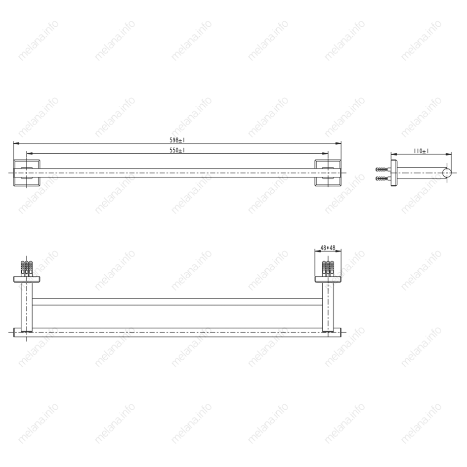 Двойная штанга для полотенец MELANA сатин хром MLN-862002 862 серия - Вид №1