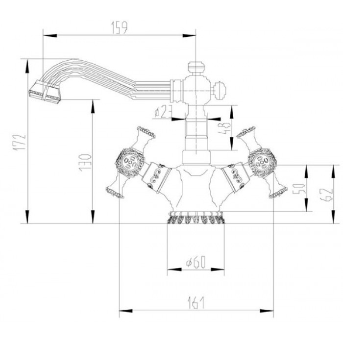 Zorg A 7009U-BR смеситель на умывальник Смеситель для кухни Zorg 172 х 159 мм  - Вид №2