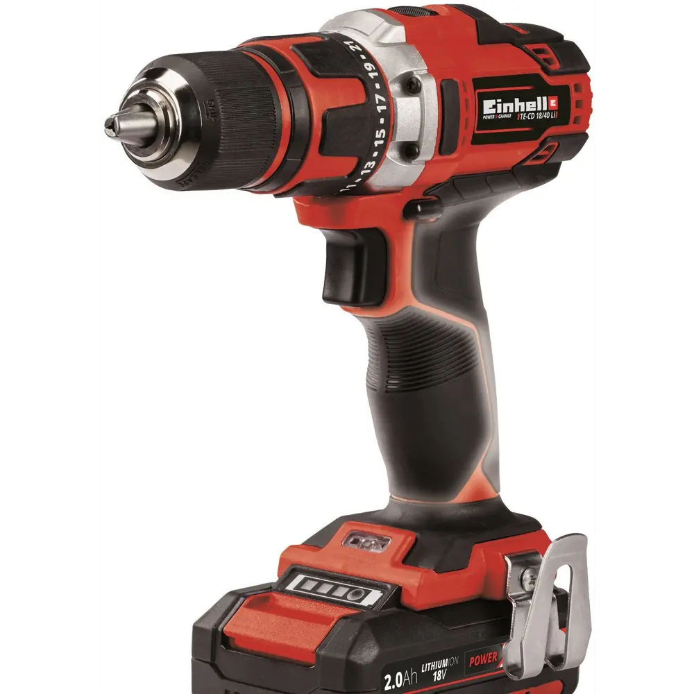 Дрель-шуруповерт аккумуляторная Einhell TE-CD 18/40 Li, 18 В Li-ion 2x2 Ач 82843995 STLM-2141247  - Вид №1