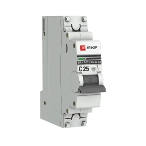 Автоматический выключатель EKF PROxima ВА47-63 1P C25 А 6 кА mcb4763-6-1-25C-pro 82421204 STLM-2024175