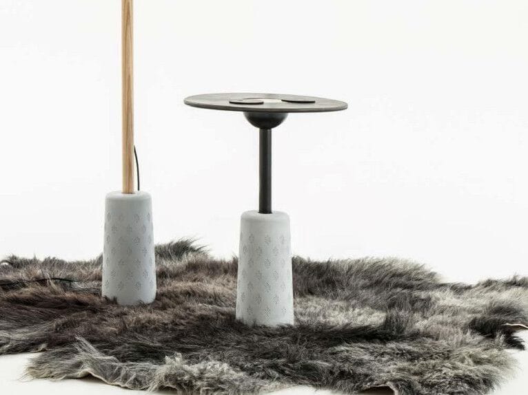 Круглый журнальный столик с бетонным основанием и кожаным верхом KVN Design Furniture Nomadic ARCH-00051737