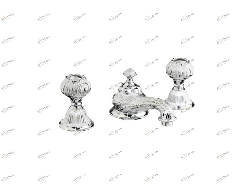 230401.A030.53 Раковина с тремя отверстиями и сливом click-clack Хром с черной патиной Mestre Versailles