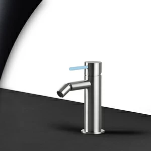 Смеситель для биде сталь матовая с голубой ручкой Toki Radomonte TKS4SCIL17