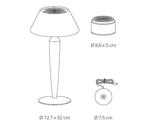 Алюминиевая и тканевая аккумуляторная настольная лампа Zafferano FLAMINIA ARCH-00069797 - Вид №9