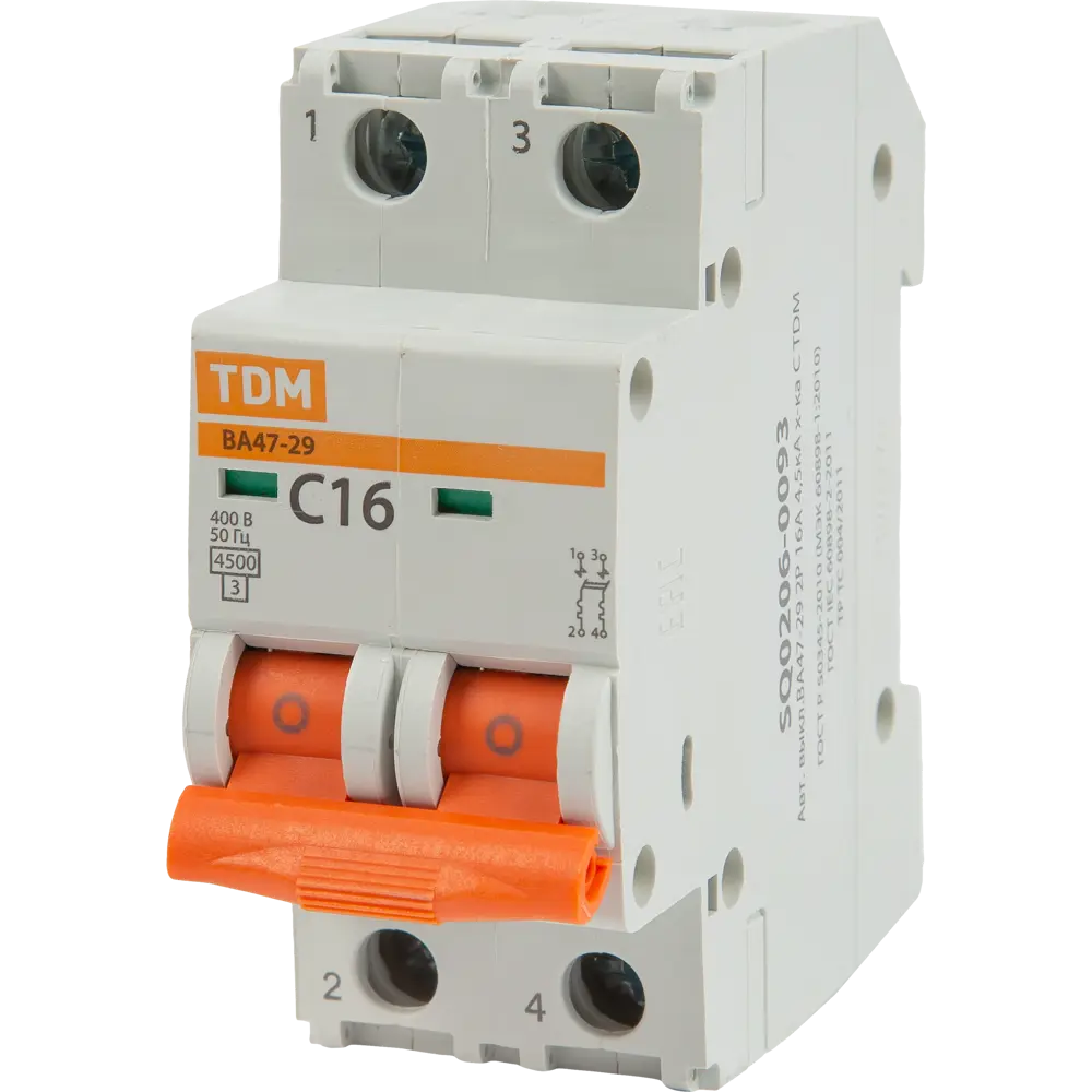 Автоматический выключатель TDM Electric ВА47-29 16А для защиты электросетей 84399473 STLM-0049247