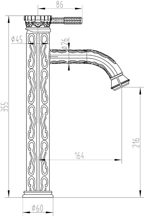 Смеситель ZorG Antic A 121U-BR для раковины, бронза - Вид №1
