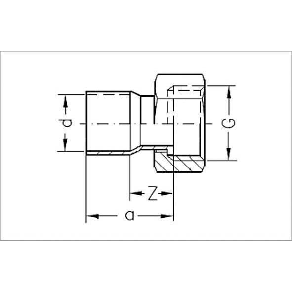 153591534 SANHA 5359G переход ВП-ВР, с накид- ной гайкой, медь 15x3/4 мм  - Вид №1