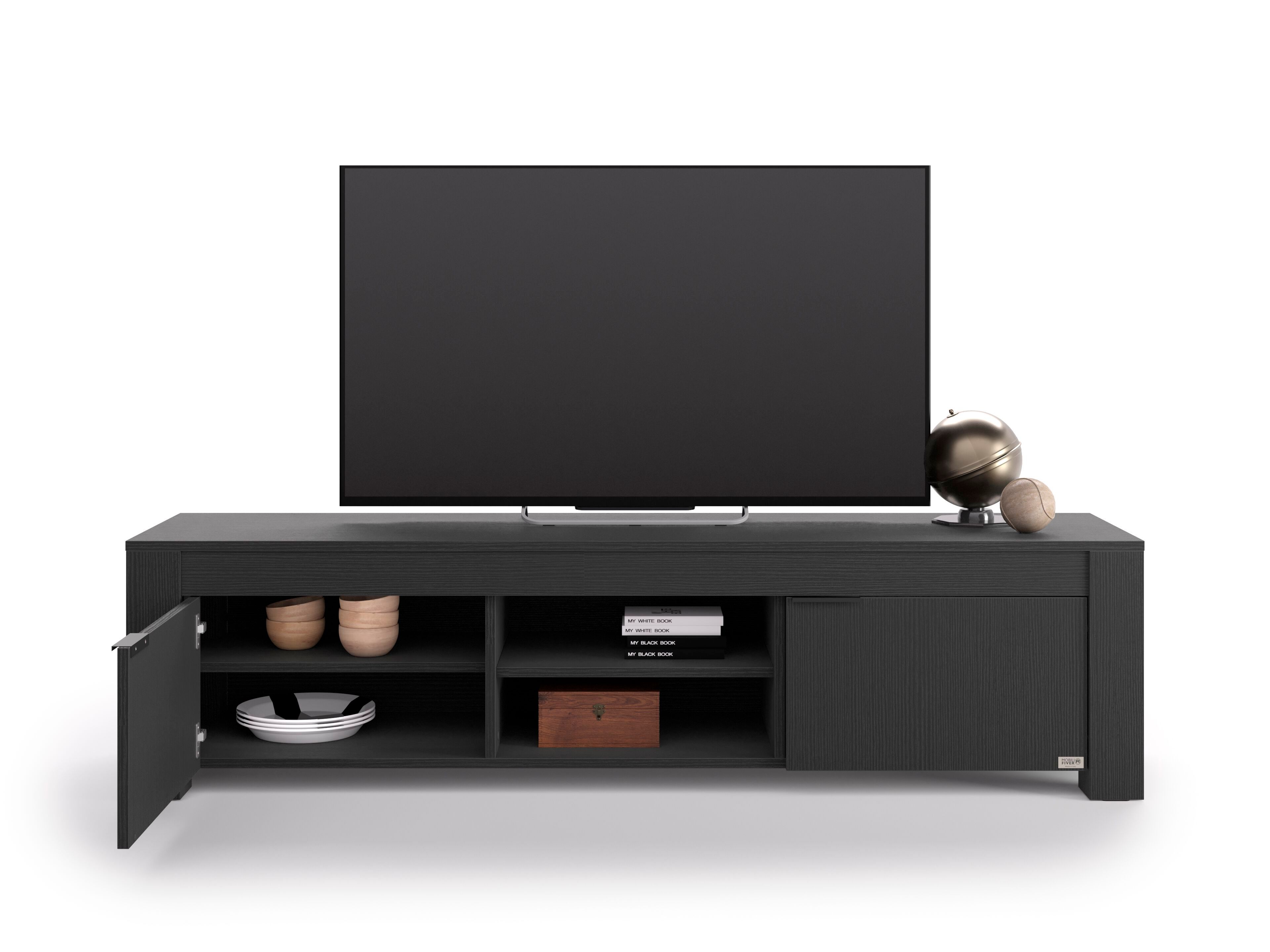 Низкий ТВ-шкаф из черного ясеня Mobili Fiver Rachele ARCH-00029857 - Вид №1