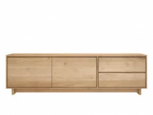 Ethnicraft Низкая тумба под тв из массива дерева Oak wave 51453