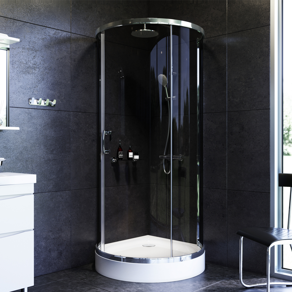 W83G-333-095CG Round 95 Душевое ограждение Round 95x95 стекло тонированное проф хром гля AM.PM Like