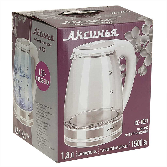 9050542 Электрочайник Аксинья КС-1021 белый STDN-0001375 - Вид №3