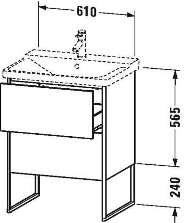 XS446004949 Тумбочка напольная XSquare #XS4460 610 x 473 мм Графит матовый, декор Duravit - Вид №1
