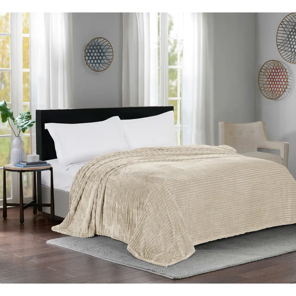 INSPIRE Плед Line Paper 1 из велсофта бежевый 150×200 см 89025381 STLM-1362415 - Вид №3