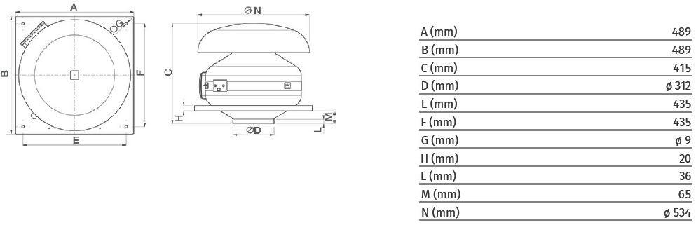 Vortice Центробежный канальный вентилятор для наружной крыши Ca md e rf 16187 - Вид №4