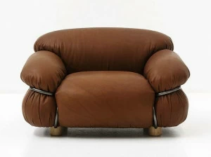 Tacchini Кожаное кресло с подлокотниками Sesann
