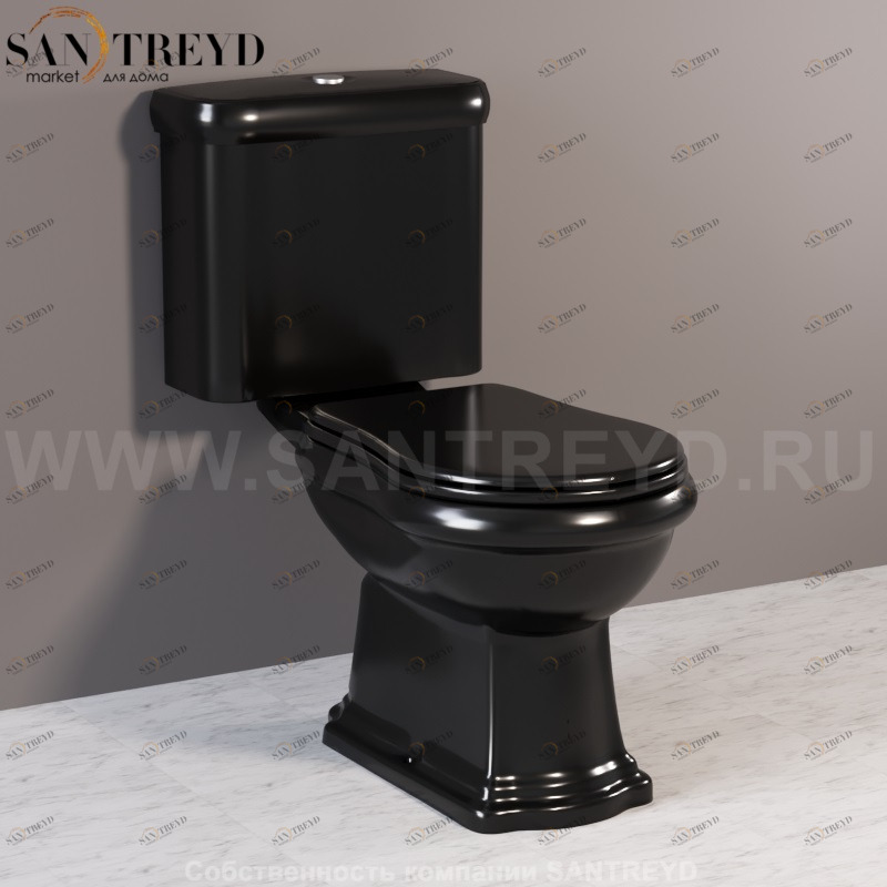 101304 Компакт унитаз с бачком Черный Kerasan RETRO Италия