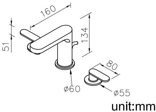 JUSTIME Смеситель для раковины на 3 отверстия из хромированной латуни Charming plus 6923-91-81cp - Вид №1