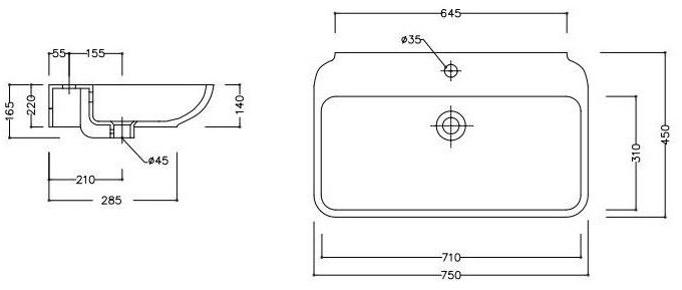 Cle4375101 Накладная раковина на столешницу  овальная Olympia Ceramica CLEAR - Вид №1