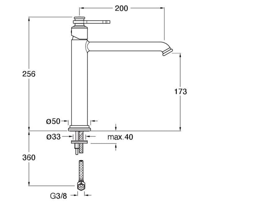 Смеситель для раковины с высокой столешницей CRISTINA Rubinetterie Маяк ARCH-00101040 - Вид №2