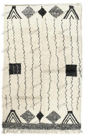 AFOLKI Прямоугольный шерстяной коврик с геометрическими мотивами Beni ourain Taa1111be