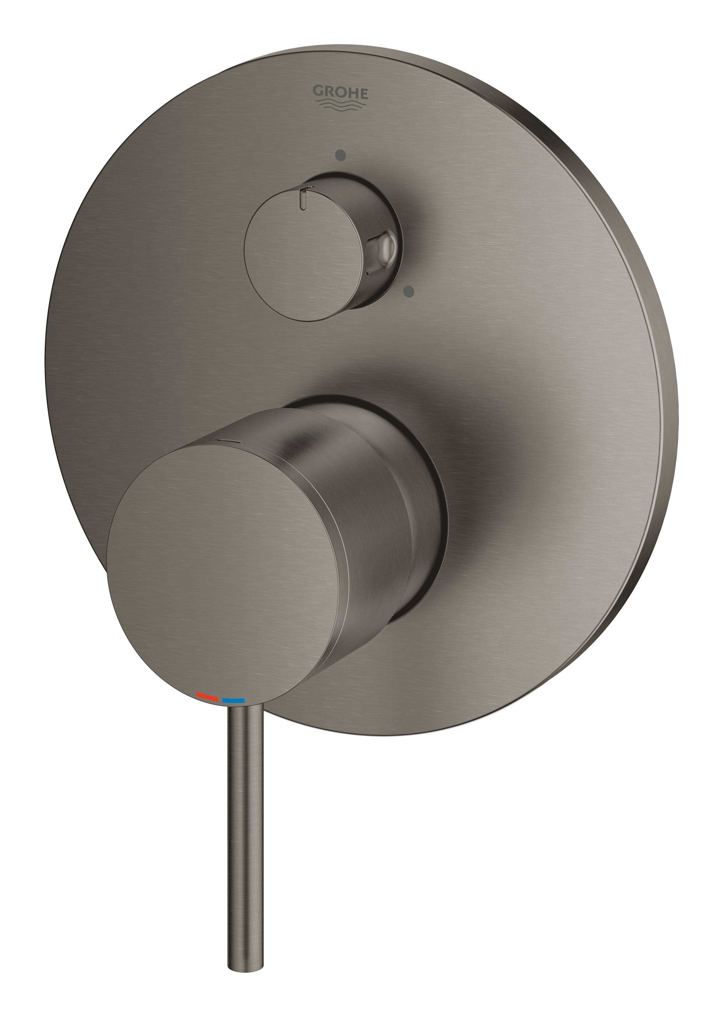 Внешняя часть смесителя для ванны GROHE Atrio New с переключателем на 3 положения, темный графит матовый (24096AL3) - Вид №1