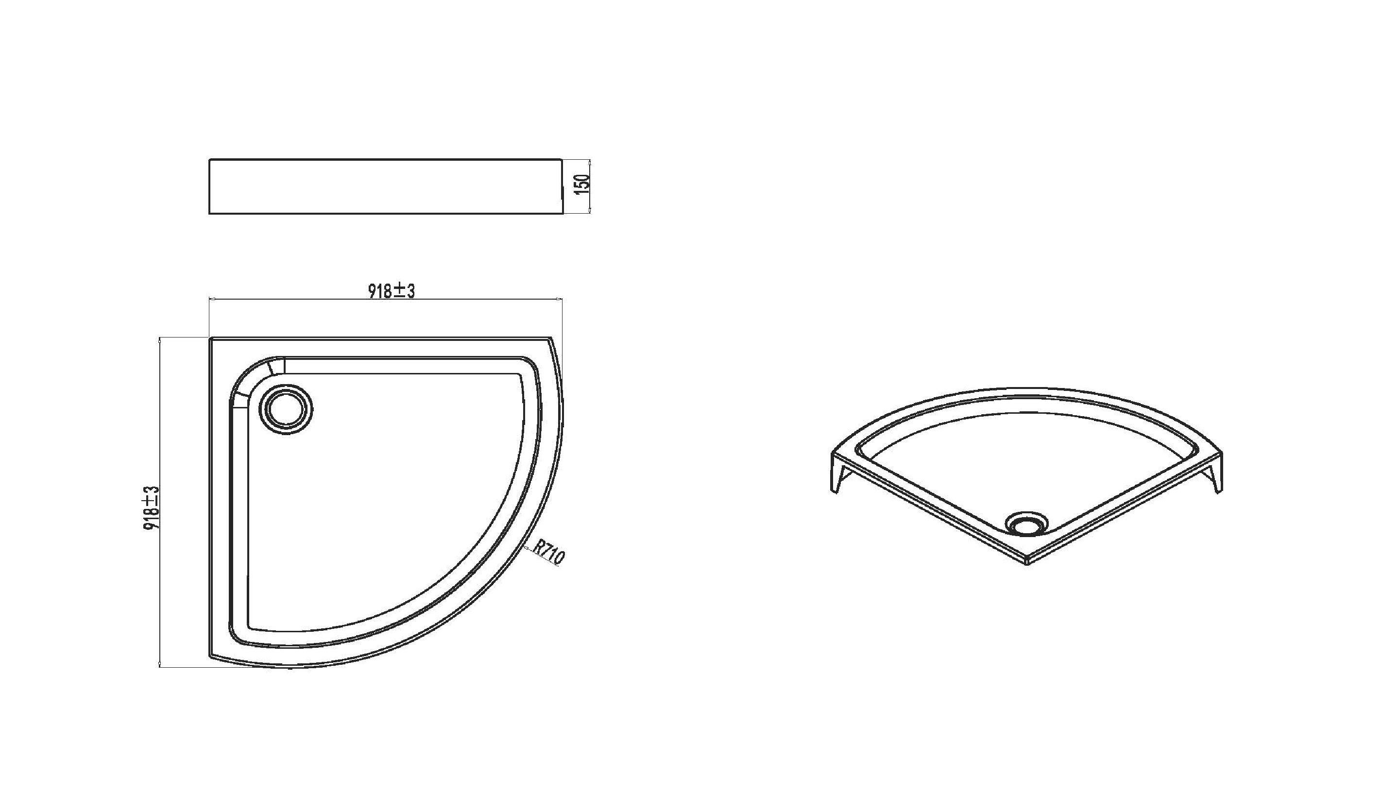 W54T-315-090W Solo Slide. Поддон для душ.уголка 90x90 белый акрил AM.PM Orange  - Вид №3