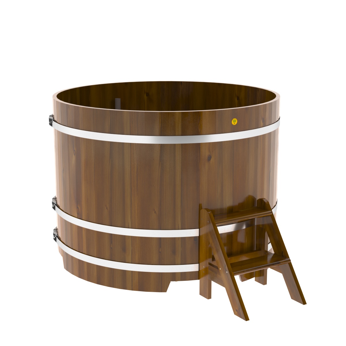 2232 Купель круглая из лиственницы Рустик d=1,50х1,1 мореная Alyarus  - Вид №1