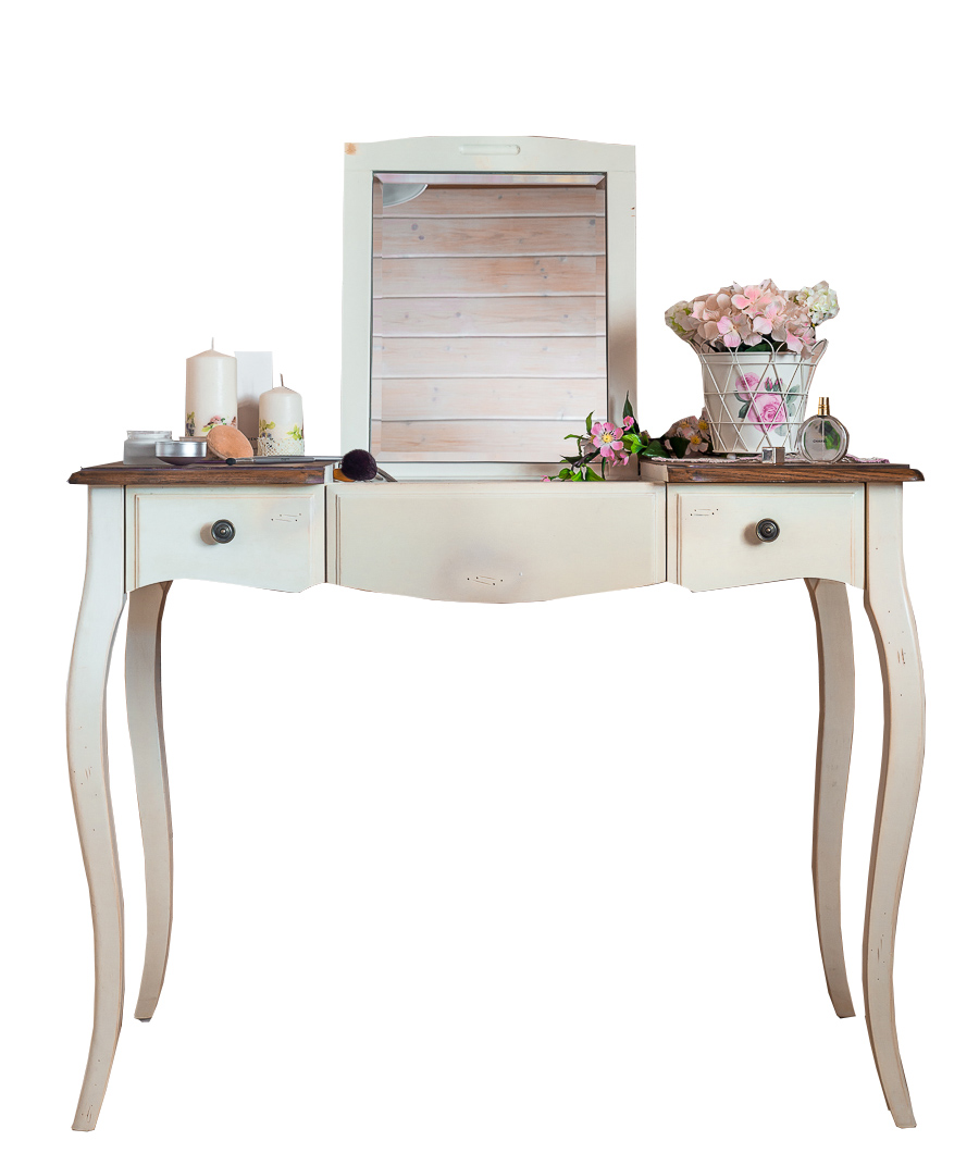 Туалетный столик с зеркалом и ящиками белый Mobilier de Maison ДОМАШНЯЯ ОБСТАНОВКА MOBILIER DE MAISON, ПОД СТАРИНУ 017195 Белый Santreyd  - Вид №1