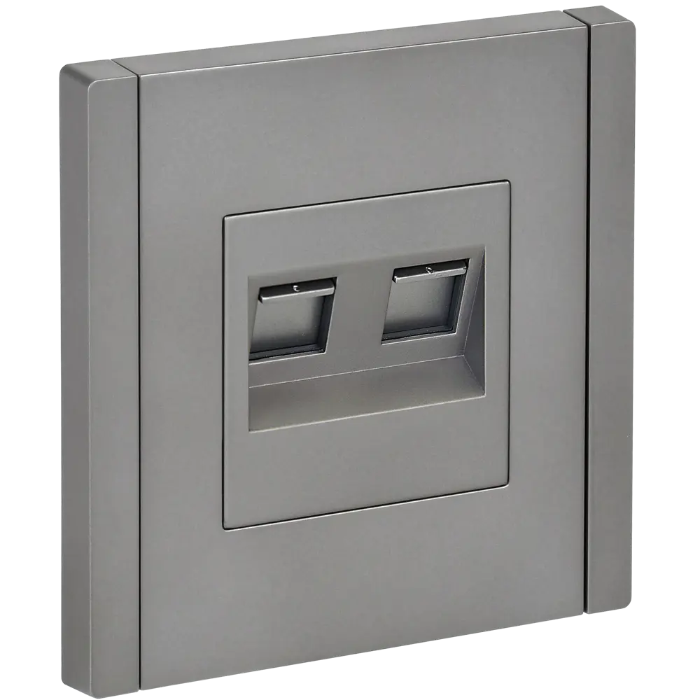 Розетка встраиваемая двойная IEK Forte&Piano RJ45 cat 5е цвет сталь 89435999 STLM-2205033