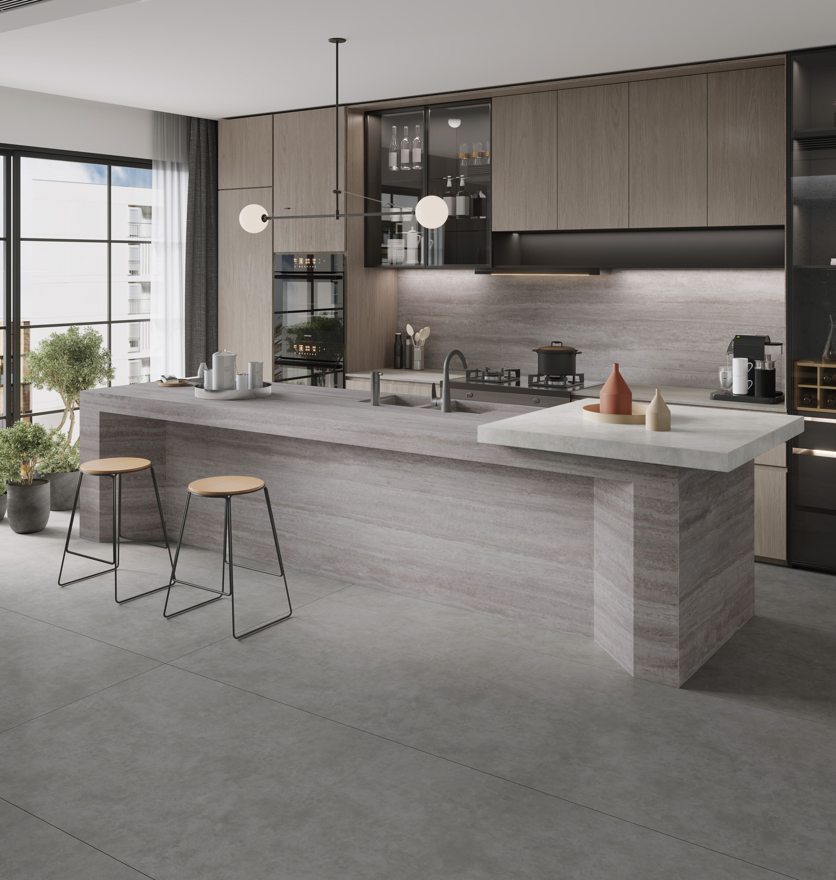 Травертин эффект керамогранит пол/покрытие для интерьера и экстерьера Kaleseramik плиты ARCH-00092700 - Вид №3