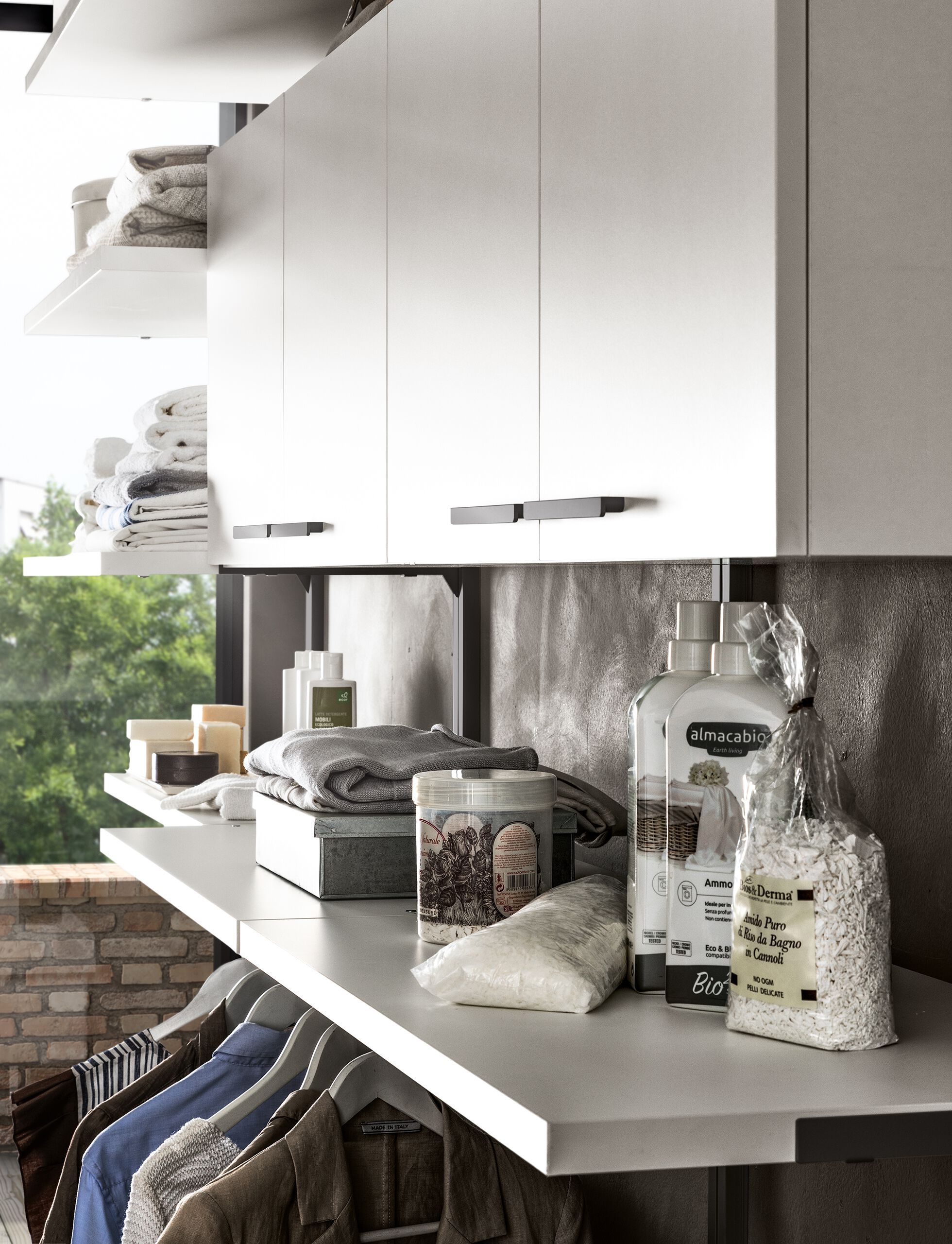 Деревянный подвесной шкаф для белья со стиральной машиной Adok Интермеццо ARCH-00022960 - Вид №2