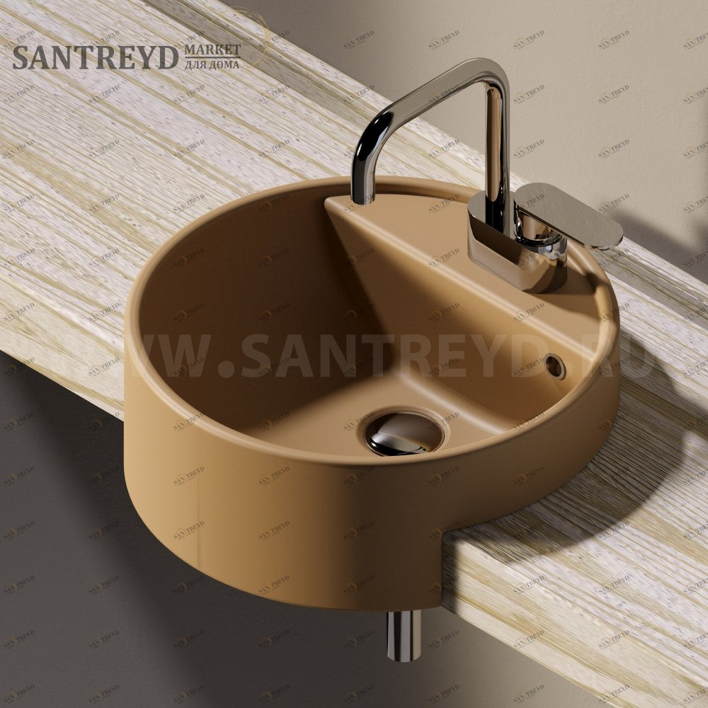 5054-42.9004 Полувстраиваемая раковина консольная 50 см коричневая Flaminia Twin Ceramica Flaminia 5054429004