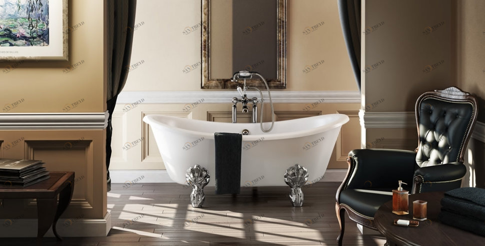 Ванна акриловая Bateau двусторонняя с ножками E10 CHR Bateau Burlington T10F, E10 CHR