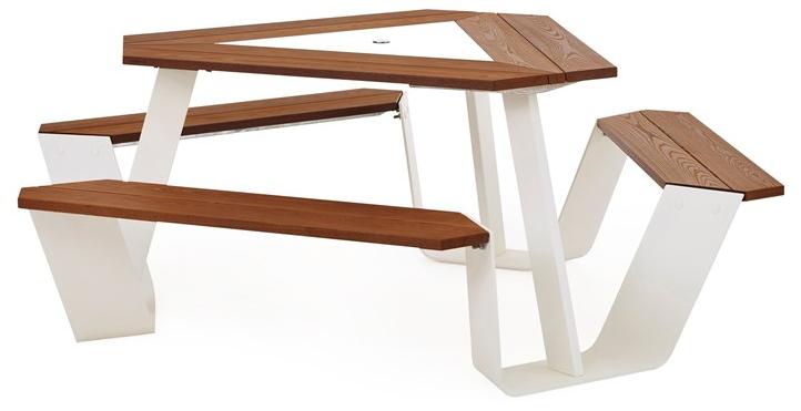 Extremis Стол для пикника из стали с порошковым покрытием со встроенными скамейками sun-id-1468570 - Вид №1