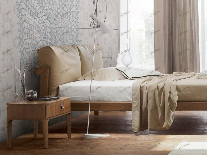 ZANETTE Двуспальная кровать из кожи с обитым изголовьем sun-id-1408065