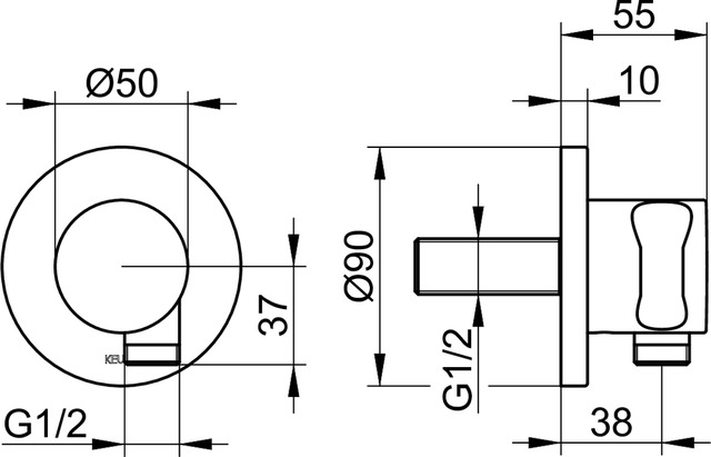 59592070001 Вывод для шланга с держателем душевой лейки DN 15 KEUCO IXMO - Вид №8