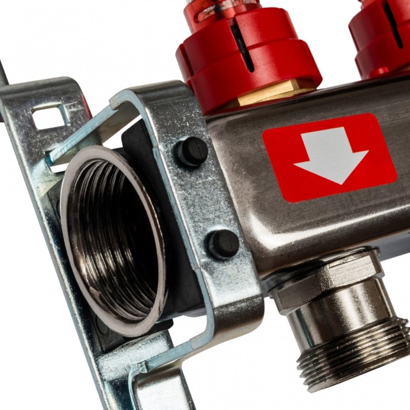 Коллектор из нерж. стали на 6 вых. с расходомерами, сливом и клапаном STOUT SMS0927000006 - Вид №1