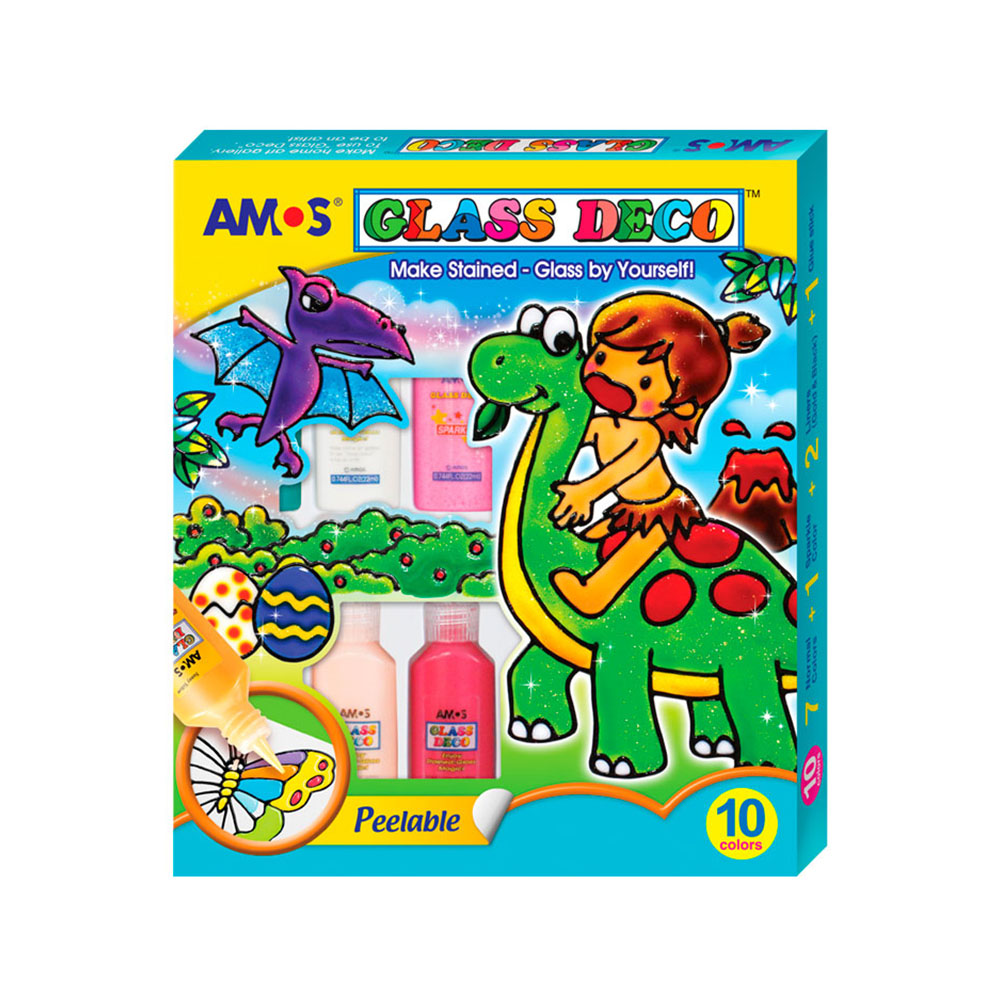 22927 Набор витражных красок "Попугай" 10 цветов, по 22 мл. 12/48 AMOS 