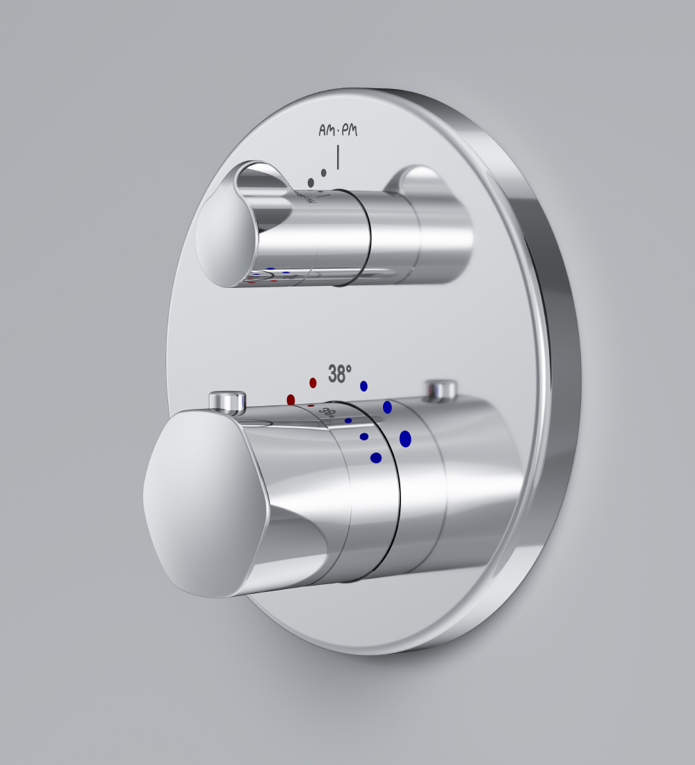 F9085500 смеситель д/ванны/душа с термостатом монтируемый в стену хром шт AM.PM Gem - Вид №1