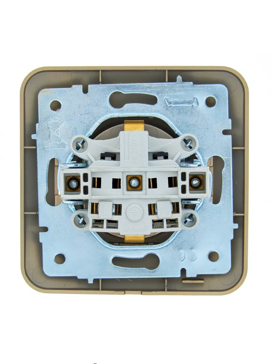 ASTI Розетка с/з с крышкой ПБТ золото LEZARD 7081-3636-123B - Вид №1